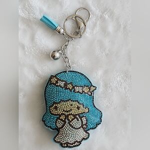 Kawaii Little Twin Stars Blue and Silver Keychain with Tassel Bag Charm